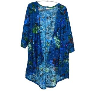 LulaRoe Small Lindsay Furry Fuzzy Kimono Art to Wear Cardigan Shrug Blue Shimmer